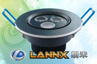 【LED天花射灯 3*1W 精工车铝 尺寸:φ86*H48mm】价格,厂家,图片,LED天花灯,中山朗禾电器-